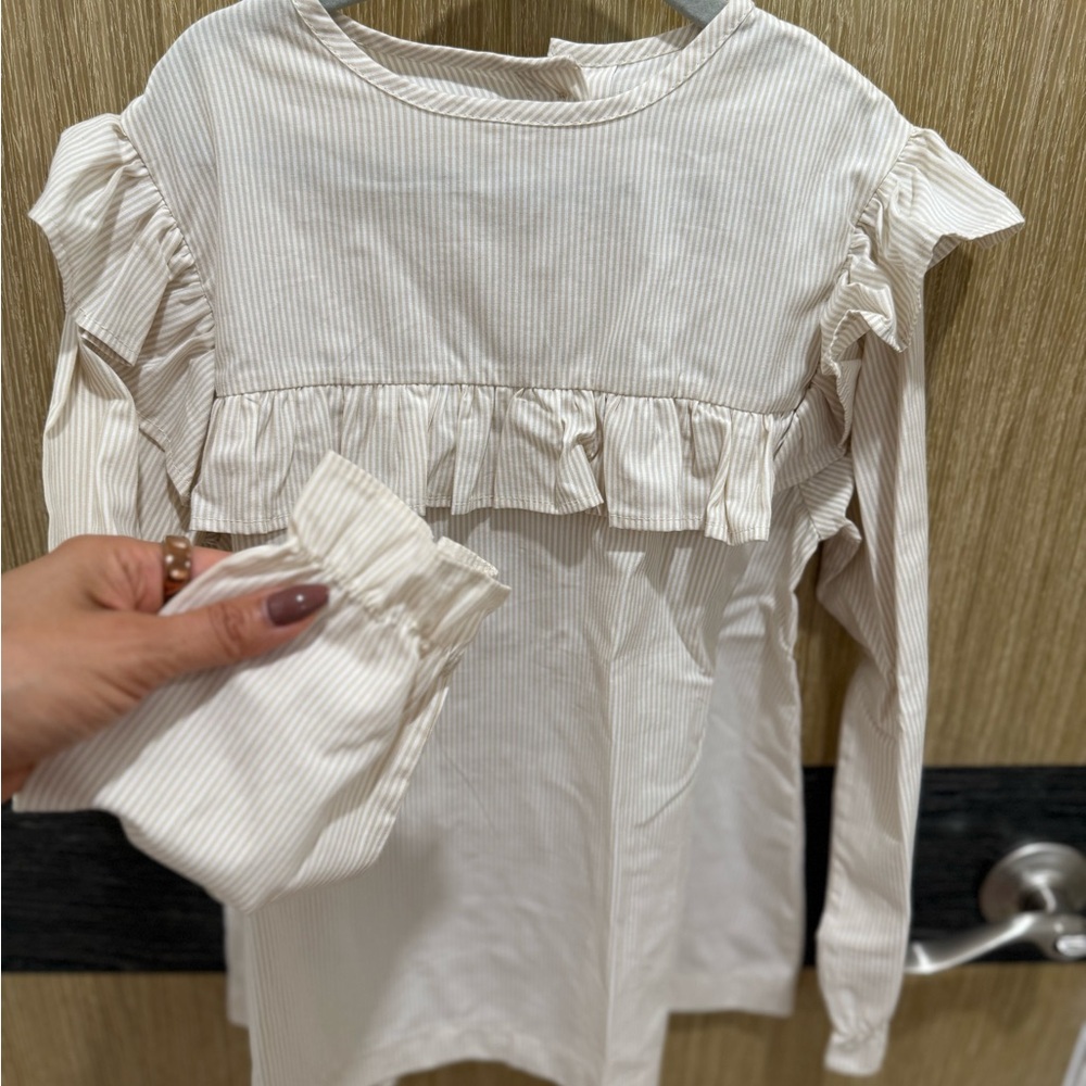 Elegant Striped Ruffle Long Sleeve Top